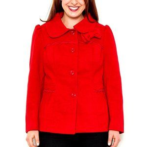 Naranka Ladies Peacoat Solid Red Front Bow Size 3XL  NWT